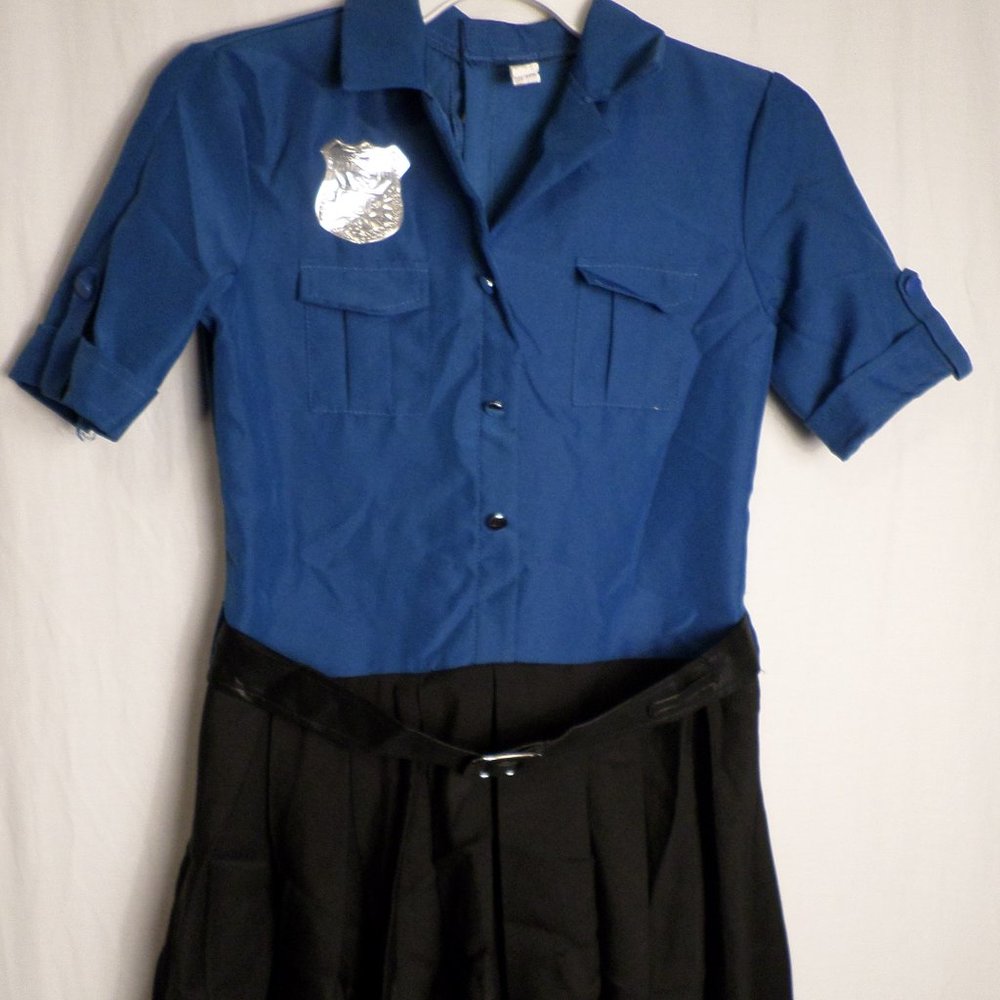 Suit Yourself Childs XL 14/16 Cop Dress Outfit Blue & Black W/ Belt & Hat